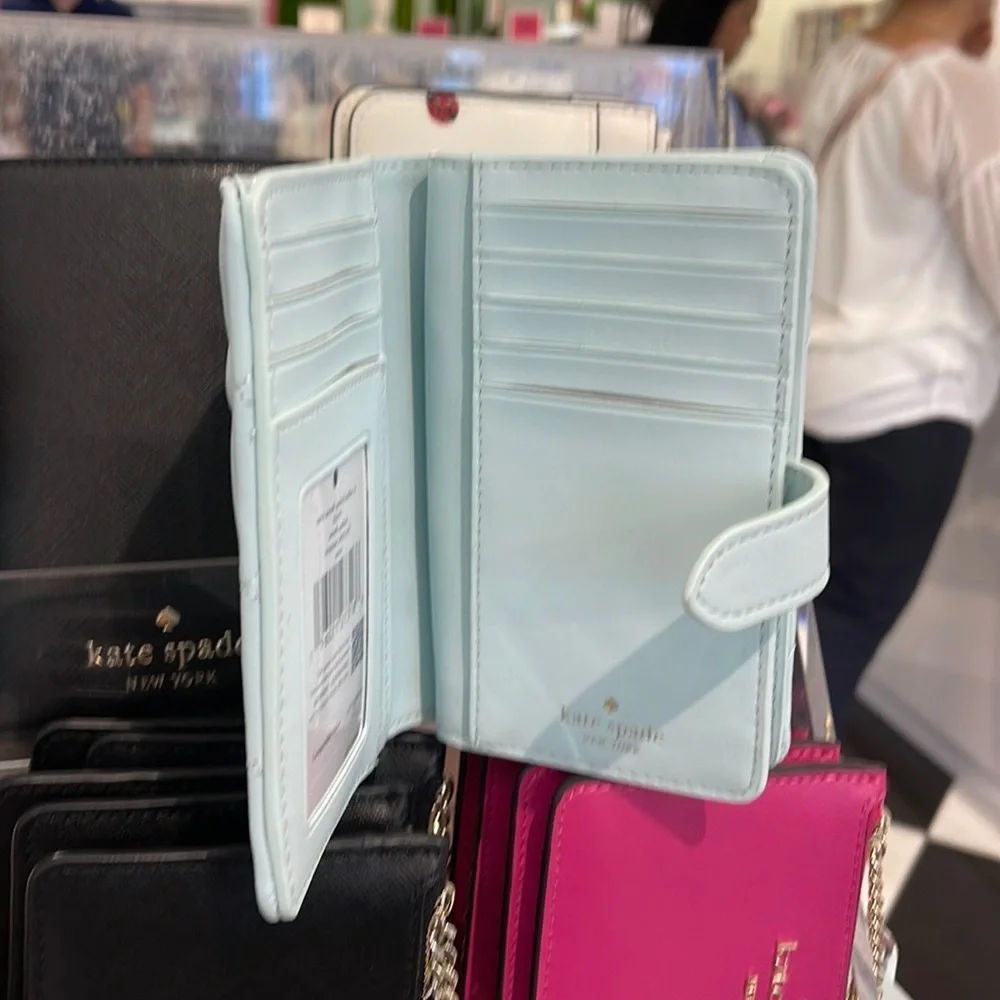 Kate Spade Carey Medium Compartment Bifold Wallet 
COLOR: Turquoise - Picture 7 of 16